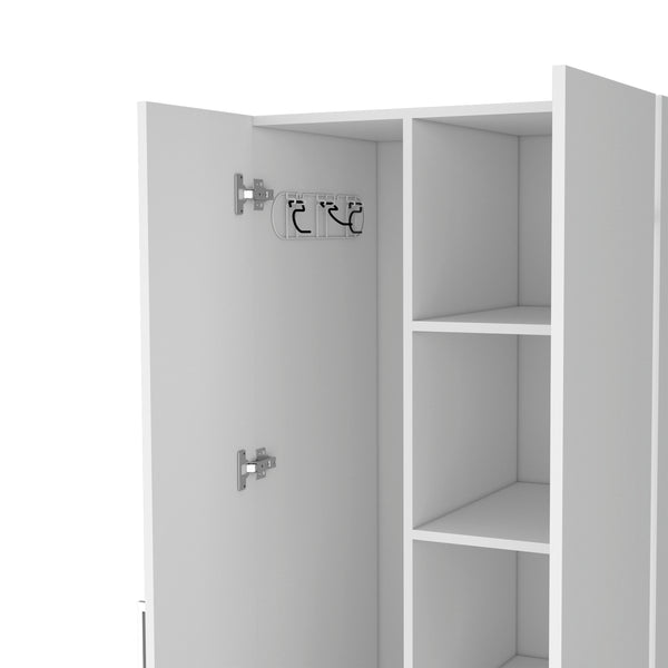 English Elm Storage Cabinet Elegant 70.9" Tall White Engineered Wood with 2 Doors 1 Drawer 3 Shelves Stable Legs B097S00216