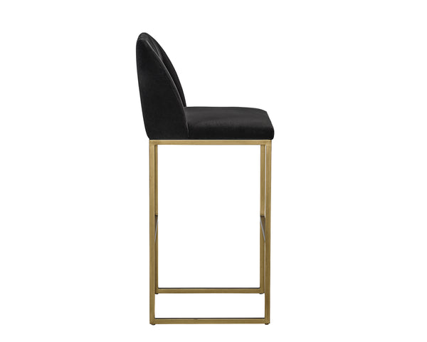 Sunpan Nevin Barstool - Modern Elegance with Comfort and Antique Brass Legs for Stylish Dining Spaces Shadow Grey