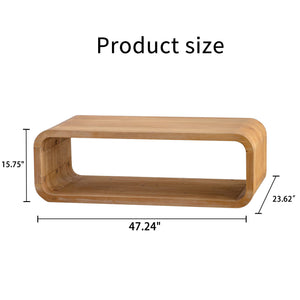 English Elm Modern Racetrack Oval Coffee Table Light Wood Veneer Open Shelf Airy Living Room W3081P352094