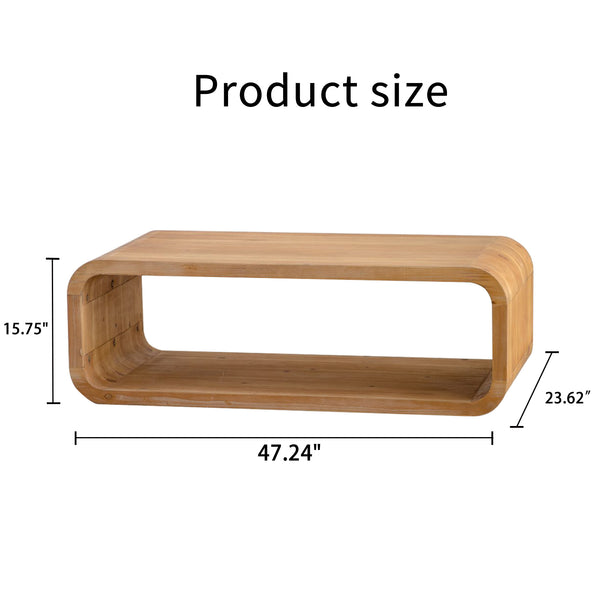 English Elm Modern Racetrack Oval Coffee Table Light Wood Veneer Open Shelf Airy Living Room W3081P352094
