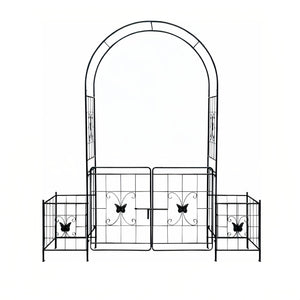 English Elm Garden Arch Arbor Trellis With Gate - Durable Metal Design For Climbing Plants, Weddings & Patios W840P321539