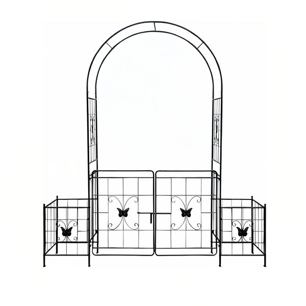 English Elm Garden Arch Arbor Trellis With Gate - Durable Metal Design For Climbing Plants, Weddings & Patios W840P321539