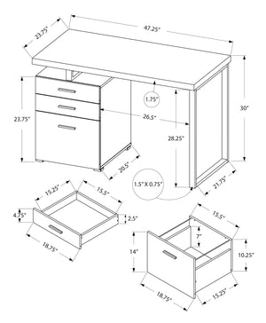 English Elm Computer Desk For Home Office - Reversible Setup, Ample Storage & Contemporary Design, 52"L B2710P219875
