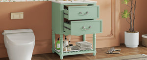 English Elm 24'' Vintage Bathroom Vanity with Ceramic Sink Soft Close Drawers Open Shelf Green N710P411237F