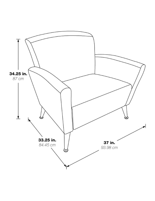 OSP Home Furnishings Club Chair with Antimicrobial Dillon Fabric and Chrome Legs for Modern Office Lounges Black SL50551-R107