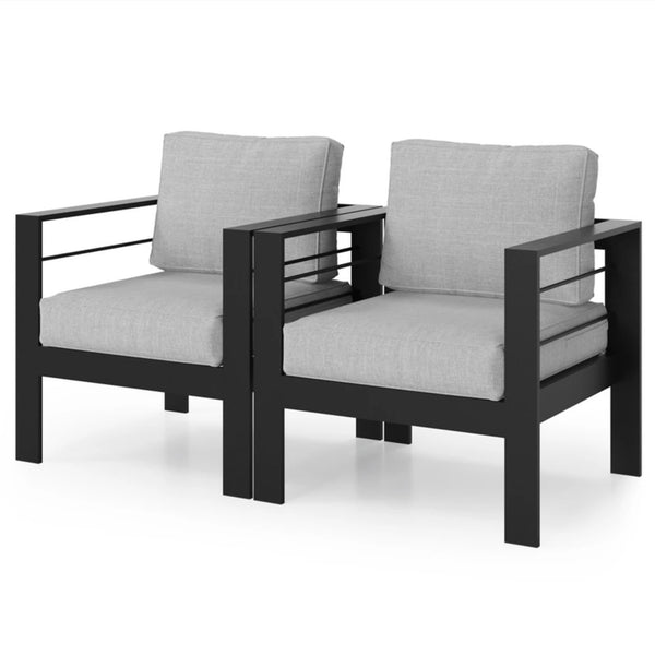 English Elm 4-piece Aluminum Outdoor Conversation Set with Rust-proof Matte Frame and Wpc Coffee Table Light Gray B082S00098
