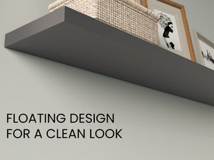 English Elm Floating Shelves – Modern Matte Gray Design For Stylish Storage & Display In Any Room Or Office Space B097P250911