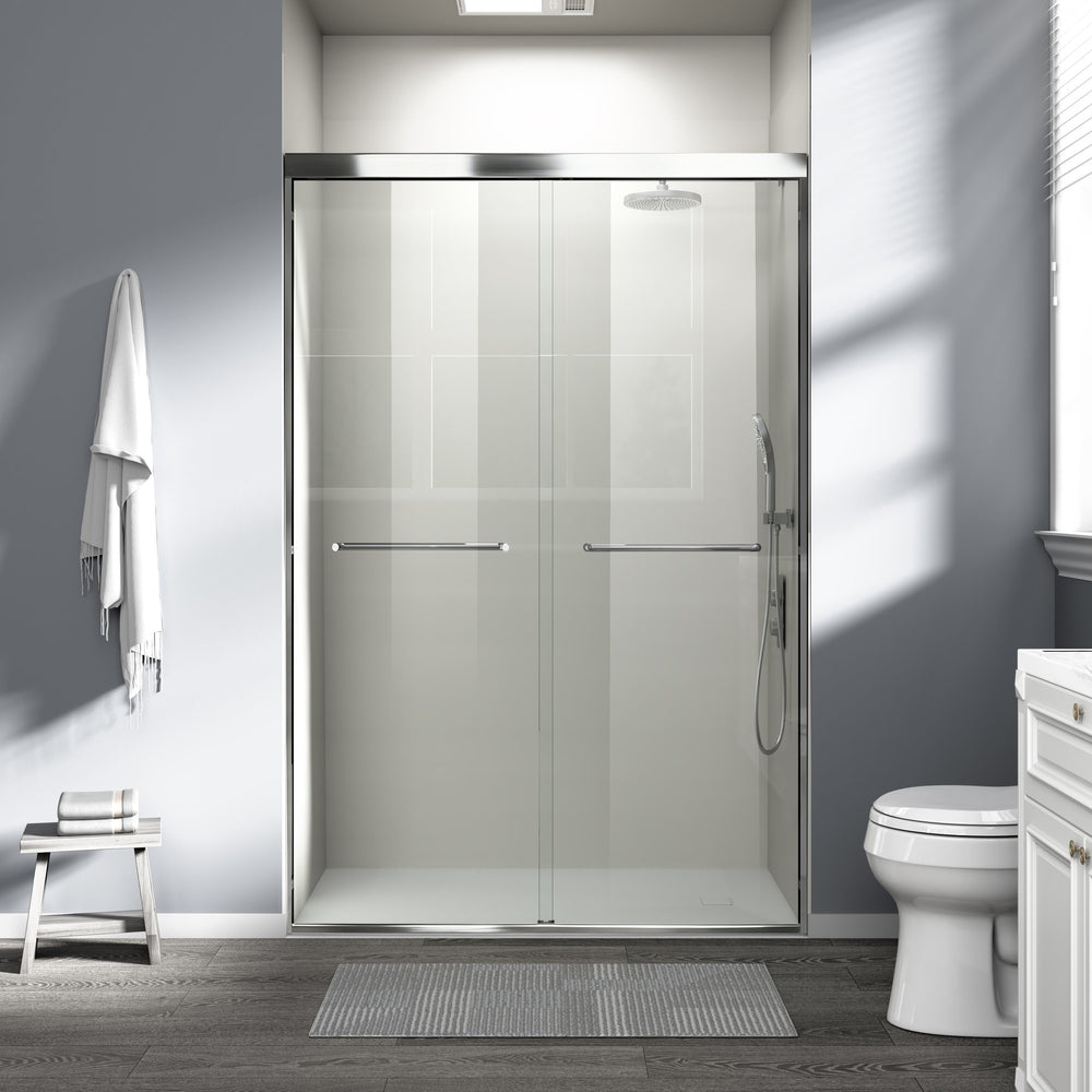 English Elm 44-48 in Semi-frameless Bypass Sliding Shower Door Tempered Glass Alcove Enclosure W1573P239435