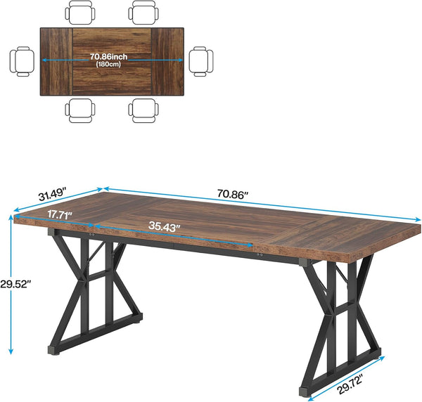 English Elm Woodgrain Walnut Look Bar Height Table with Hexagonal Base for Home Loft Dining T3971P450732