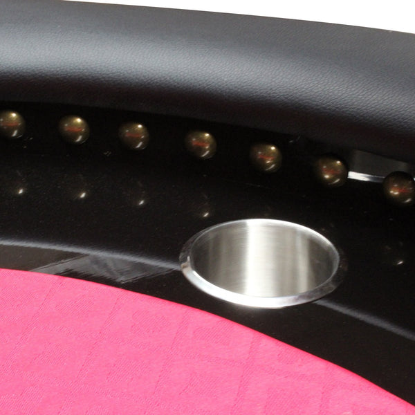English Elm 96" Oval Poker Table Seats 10 with Waterproof Felt Cup Holders and Rivet Armrests W2748S00042