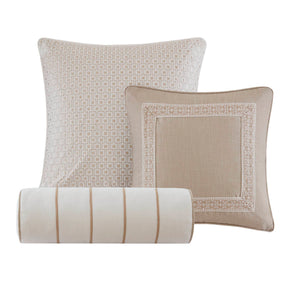 English Elm 9-piece King Bedding Set Velvet Slub Fabric Embroidered Comforter with Euro Shams Taupe B035P482954