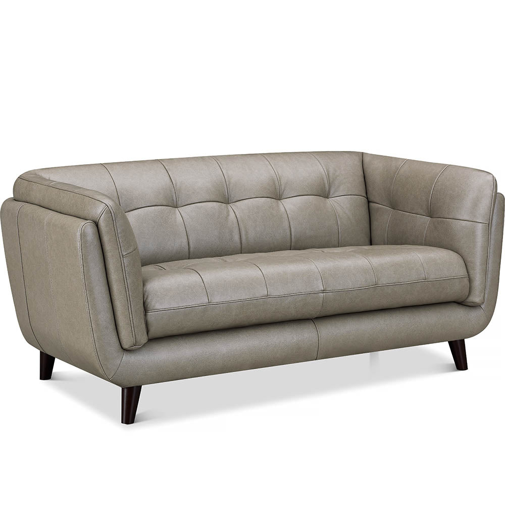 English Elm Solana Gray Leather Loveseat with Pocket Coil Seats, Memory Foam & Feather Down Comfort, Durable Frame B2705P338092