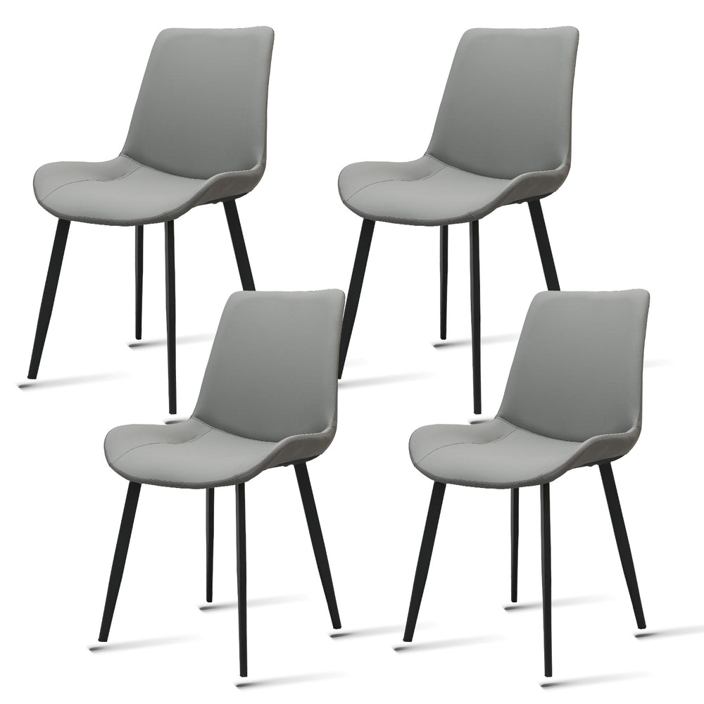 English Elm Green Pu Leather Upholstered Dining Chair Set with Metal Legs for Modern Interiors T3967P421220