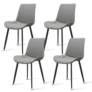 English Elm Green Pu Leather Upholstered Dining Chair Set with Metal Legs for Modern Interiors T3967P421220