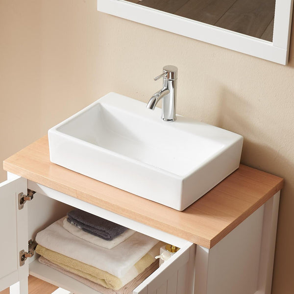 English Elm 20.6" Square Ceramic Vessel Sink Above Counter Basin for Contemporary Bathrooms W3151P266234