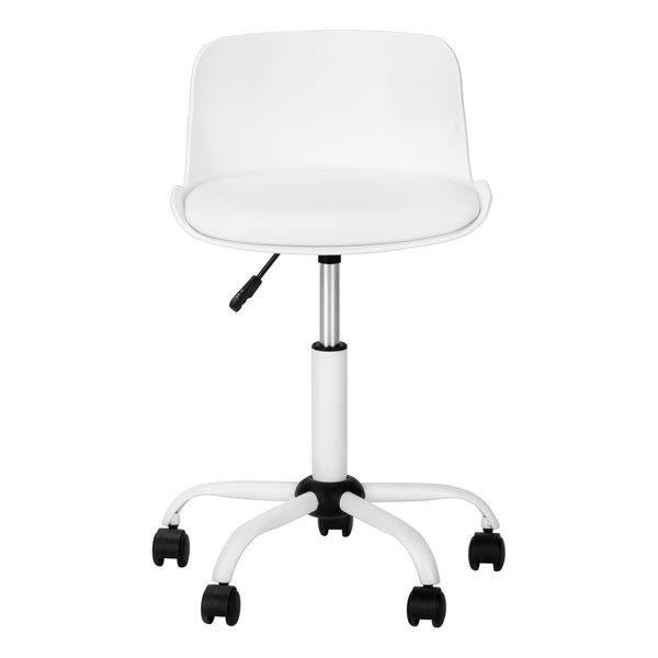 English Elm Office Chair, Adjustable Ergonomic Design, Stylish White Leather Look For Kids' Desk & Gaming B2710P219781