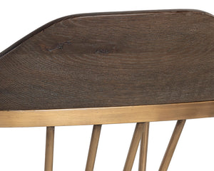 Sunpan Demi Dining Chair - Classic Elegance with Antique Brass Spindles and Solid Oak Wood Base for Dining Rooms Distressed Brown