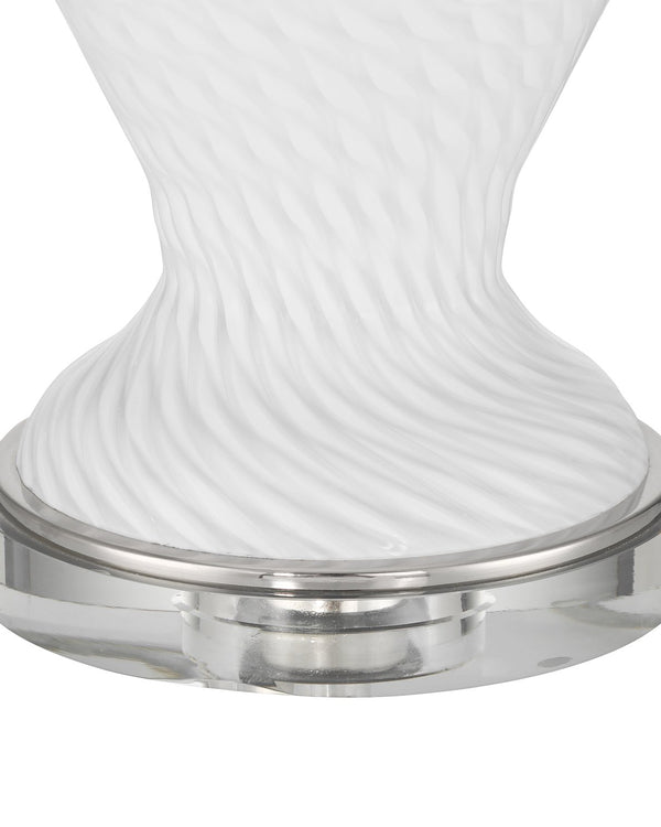 Currey & Company Zeta Stunning White Table Lamp - Venetian Zanfirico Glass, Crystal Base & Polished Nickel Accent White Glass ,Optic Crystal 6000-1009-currey-company