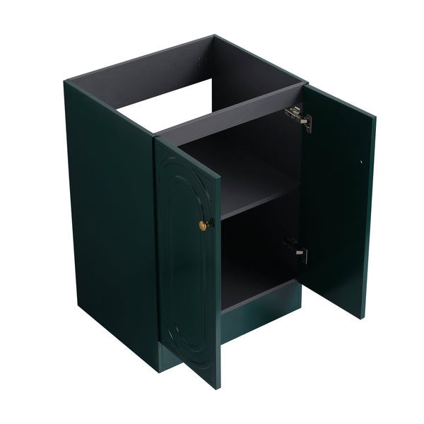 English Elm 24" Freestanding Bathroom Vanity with Resin Integrated Sink, Soft-Close Doors, Adjustable Shelf, Durable Plywood Finish Dark Green W999S00270