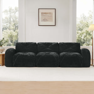 English Elm 110''boneless Velvet Sectional Sofa Modular Cloud Seating with Tufted Cushions for Living Rooms Black W714S01626