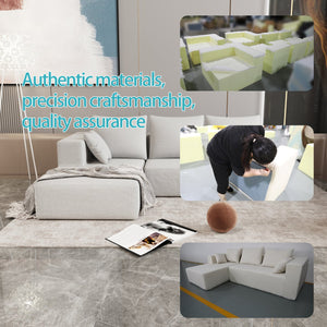English Elm Combination Linen Sectional Sofa Bed Modular Left Corner Design for Living Rooms W3064S00003