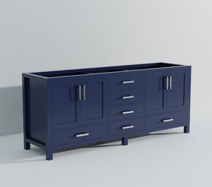 English Elm Navy Blue Double Bath Vanity 84" W x 22" D – Solid Wood Frame, Soft-Close Drawers, 14-Drawer Storage B2731P258985