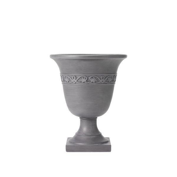 English Elm Classic Handcrafted Outdoor Planter Sculptural Fiberglass Patio Garden Urn for Entryways Light Gray N772P406699G