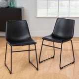 English Elm Walker Edison - Industrial Faux Leather Dining Chairs, Set Of 2 - Black