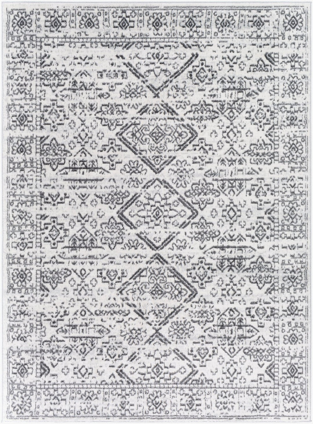 Livabliss Cesar Bohemian Machine Woven Polypropylene Area Rug with Medallion Motifs for Living Rooms Charcoal, Gray 5'3" x 7' CEG2332-537