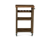 Steve Silver Belden Kitchen Cart Gray | Solid Acacia Wood Butcher Block Top, Towel Rack, Bottle Storage, Grey Finish | 23.00 x 16.00 x 38.25