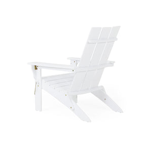 English Elm Zuma Solid Acacia Foldable Adirondack Chair Rustic Outdoor Lounger for Deck or Patio White 68319.00WHI
