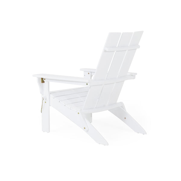 English Elm Zuma Solid Acacia Foldable Adirondack Chair Rustic Outdoor Lounger for Deck or Patio White 68319.00WHI