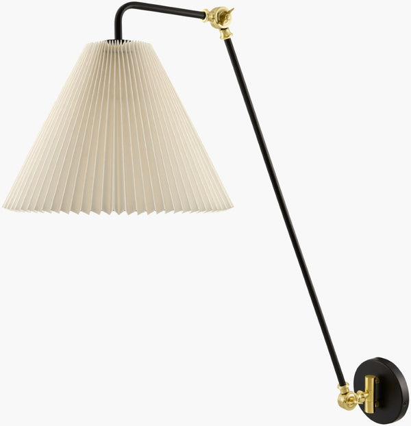 Surya Cella Iron Wall Sconce with Linen Shade Industrial Rustic Accent Light for Hallway CEL-001