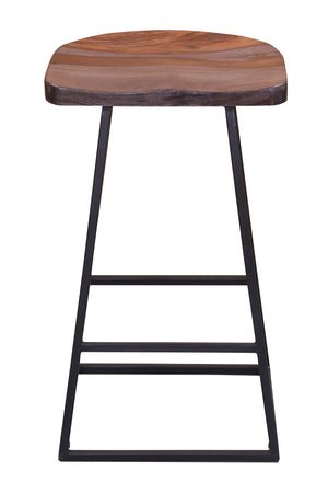 Porter Designs Clement Solid Acacia Wood Bar Stool With Sleek Lines And Comfortable Scooped Seat Gray Wood 07-196-10-2098