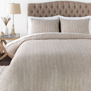 Livabliss Cameron Linen Duvet Set Breathable Cottage Style Bedding for Farmhouse or Coastal Bedroom Cream, Tan 88"W x 92"L, 26"W x 20"L CEN1000-FQSET