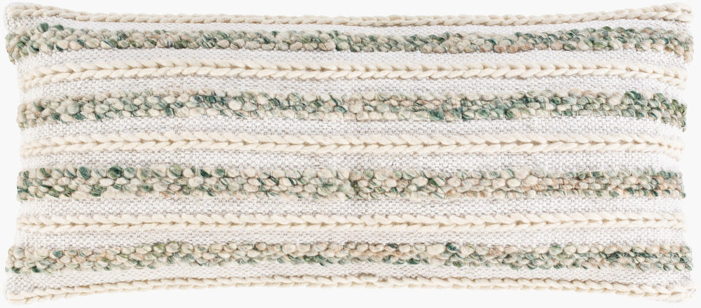 Surya Celio Cozy 14"L X 32"W Lumbar Pillow - Country Cottage Decor, Soft Blend Of Cotton, Polyester & Wool White Cotton,Wool,Polyester,Cotton Ceo002-3214p
