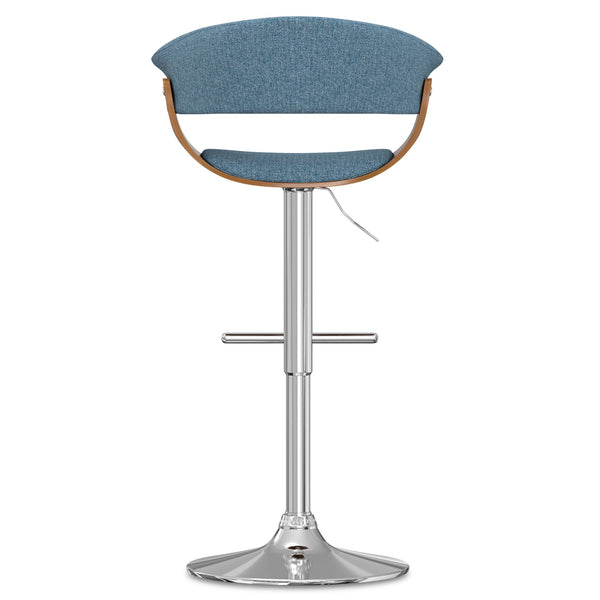 English Elm Sheldon Adjustable Swivel Bar Stool with Gas Lift and Walnut Bentwood Frame, Mid-Century Modern Design Blue B136P159602