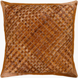 Surya Cesta Lodge Rustic Accent Pillow - 20"X20" Comfort With Hair On Hide & Polyester, Easy Care Décor Brown Hair On Hide,Polyester Ces001-2020