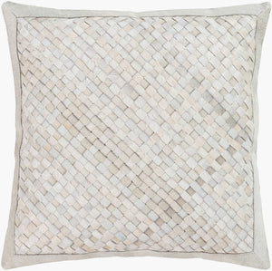 Surya Cesta Lodge Rustic Accent Pillow - 20"X20" Comfort With Hair On Hide & Polyester, Easy Care Décor White Hair On Hide,Polyester Ces002-2020