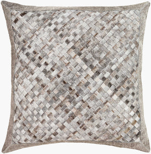 Surya Cesta Lodge Rustic Accent Pillow - 20"X20" Comfort With Hair On Hide & Polyester, Easy Care Décor White Hair On Hide,Polyester Ces003-2020d