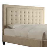 Homelegance By Top-Line Sinead Square Button-Tufted Upholstered Bed Beige Linen