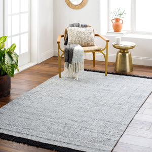 Clover CEV-2300 9' x 12' Handmade Rug CEV2300-912  Black, Light Slate, Medium Gray, White Surya