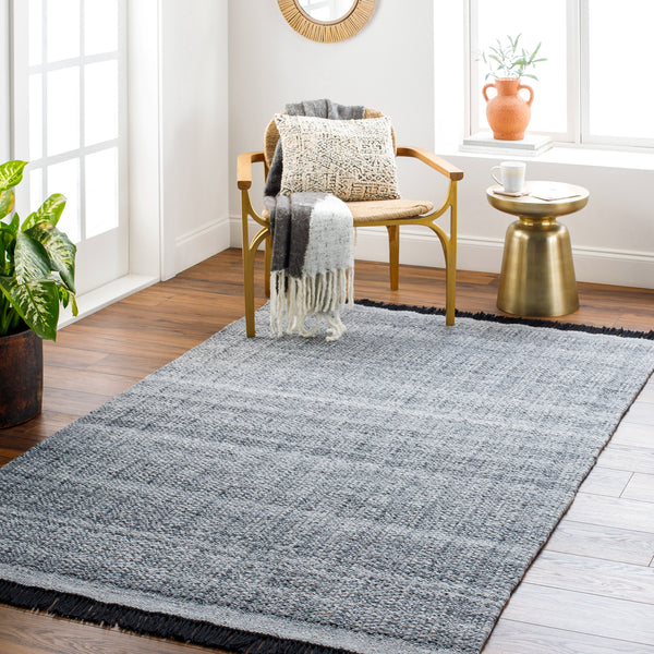 Clover CEV-2301 9' x 12' Handmade Rug CEV2301-912  Black, Light Slate, Charcoal, Medium Gray Surya