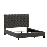 Homelegance By Top-Line Zelie Adjustable Fabric Tufted Rolltop Queen Bed Black Linen