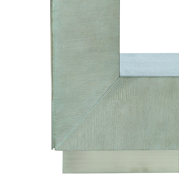 Bernhardt Bernhardt Tarnished Nickel Nightstand With Cerused White Oak Interior, Hidden Drawer & Geometric Flair 396219