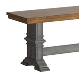 Homelegance By Top-Line Juliette Two-Tone Trestle Leg Wood Dining Bench Grey Rubberwood