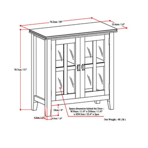 English Elm Artisan Low Storage Cabinet In Rich Hickory Brown - Handcrafted Wood, Glass Doors & Adjustable Shelves B136P158396