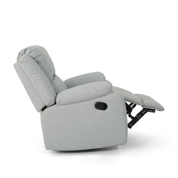 English Elm Christopher Knight Home® - 39" Wide Faux Leather Manual Swivel Recliner with 360° Rotation, Multi-Angle Comfort and Durable PU Finish LIGHT GREY 62814.00LGRY