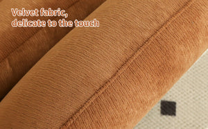 English Elm Cute Barrel Velvet Accent Chair Armless Solid Wood Legs Cozy Reading Nook Seat Caramel W2105P412977
