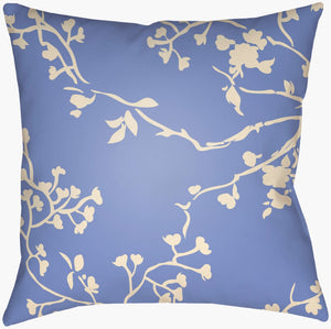 Livabliss Chinoiserie Floral Woven Polyester Accent Pillow with Botanical Motif for Eclectic Decor Cream, Sky Blue 22"L x 22"W CF003-2222